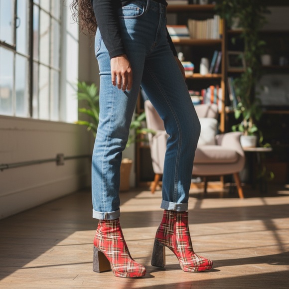 Betsy Johnson RAYLAN Plaid Platform Bootie Size 9 - Picture 3 of 15